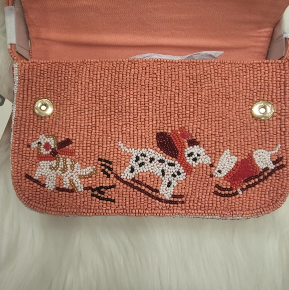 NWT Anthropologie The Fiona Beaded Bag - Sled With Dogs - Picture 6 of 6